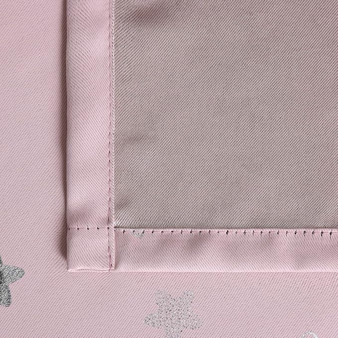 BGment Pink Room Darkening Curtains for Girls Bedroom, Star and Moon Blackout Curtains for Kids Room 45Inch Long, Thermal Insulated Grommet Window Drapes for Nursery, 2 Panels, 42 Wide