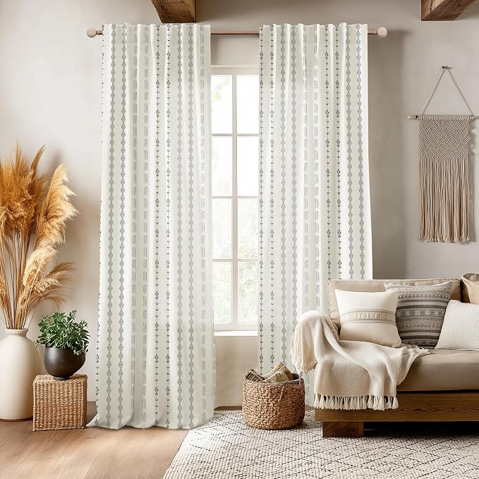 Lino Rosa 63 Inch Length Curtains,Sheer Linen Farmhouse Drapes 63 Inches Long 2 Panels Set
