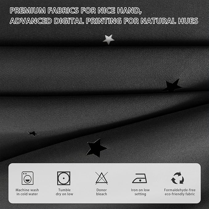 XiDi Black Out Curtains for Girls Bedroom Decor, Ideal for Kids Room with Unicorn Theme, Blackout Curtains for Bedroom Living Room 72 inchs 2 Panel Black
