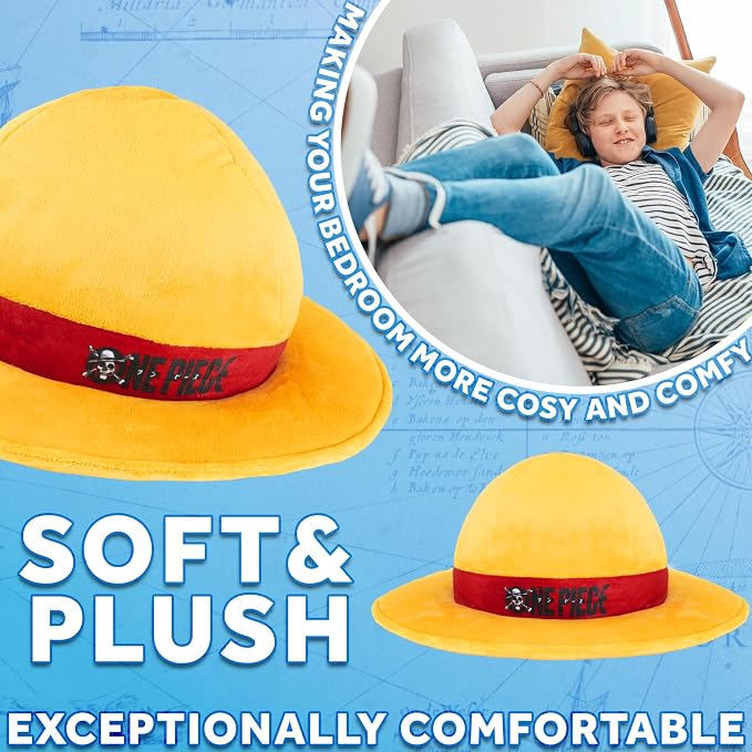 Get Trend One Piece Plush Cushion Pillow, Soft Plush Throw Pillow Cute Fluffy Cushion Anime Decor Cuddle Plushies, Gifts for Teens, Women (Yellow One Piece, L13.8 x W13.8)