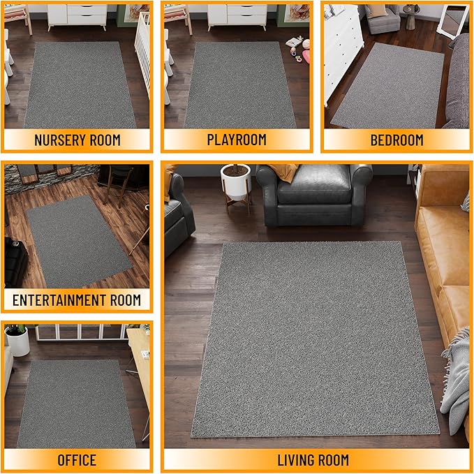 Ottomanson Extra Large Shag Area Rug, Rugs for Living Room, Soft Fluffy Oversized Rug with Non-Slip Rubber Backing, Non-Shedding Rug for Under Couch & Furniture, 7'10" x 22', Gray