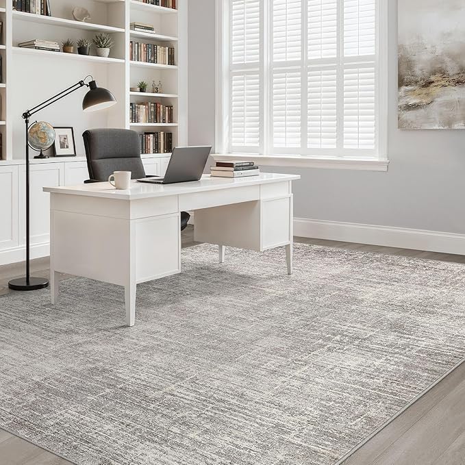 LOONGRUG 12x15 Abstract Gray Brown Rug