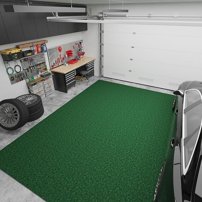 Ottomanson 6'6" x 53' Hallway Runner - Extra Durable Non-Slip Rug Mat for Indoor & Outdoor Use - Ideal for Kitchen, Entryway & Garage - High-Traffic Carpet, Green