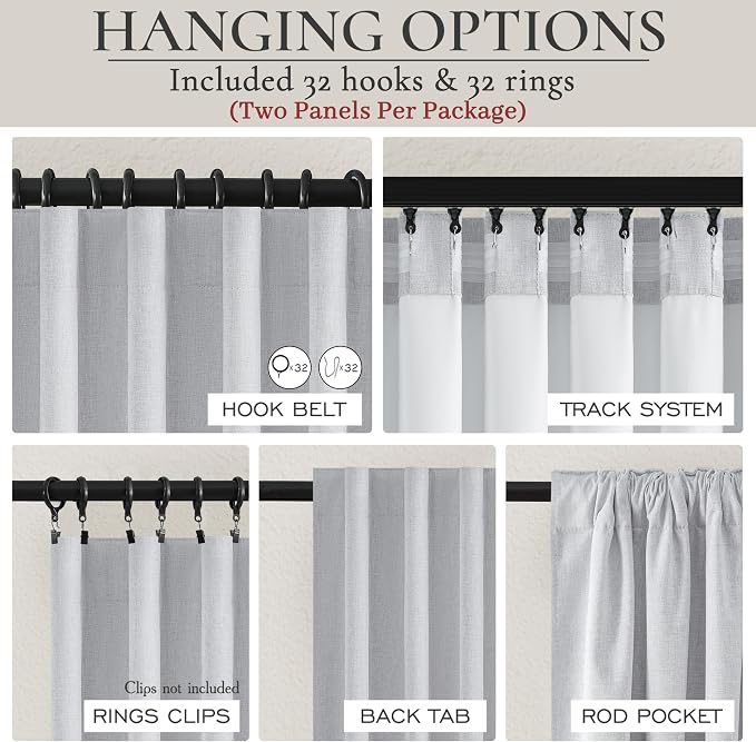 Light Grey Blackout Curtains 96 Inch Length 2 Panels Set for Bedroom, Modern Faux Linen Room Darkening Pleated Gray Burg with Rod Pocket Back Tab Insulated Curtain for Office Sunroom (50"Wx96"Lx2 )