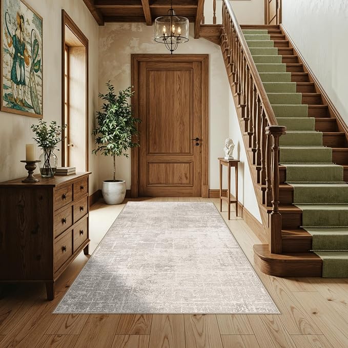 4x6 Living Room Area Rugs: Washable Abstract Non-Slip Small Carpet for Kitchen Bedroom Non-Shedding Floor Mat for Kids Room Office Stain Resistant Low-Pile Rug for Entry Dining Room(4x6,Beige/Cream)