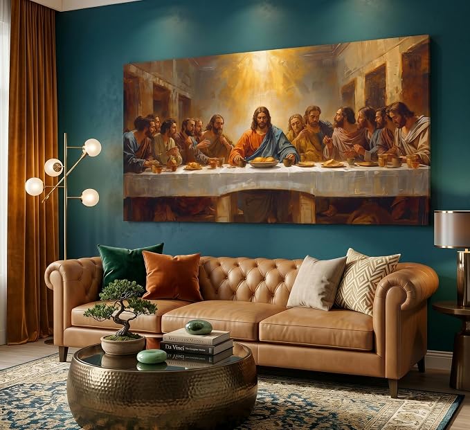 ZAWUDVC Large The Last Supper Wall Art, Jesus Christ Religious Canvas Print Poster, Christian Wall Decor for Church Living Room Bedroom, Biblical Home Decoration,