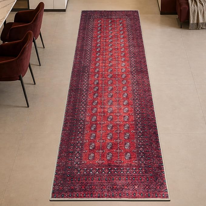 Keen Home Design 30"x84" Rug - Machine Washable Runner Rug with Non-Slip Backing, Ideal for Hallway, Entryway, Kitchen, Laundry Room - Vintage, Easy Clean, Durable, Low Pile Rug - (2'6" x 7')