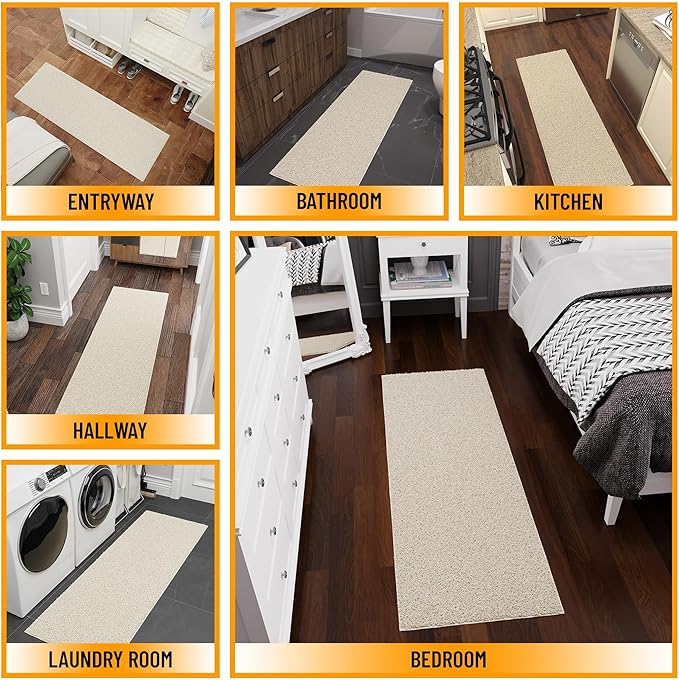 Ottomanson Shag Area Rug 3' x 4', Fluffy Bedroom Rug with Non-Slip Rubber Backing, Soft Non-Shedding Accent Rug for Living Room, Nursery, Entryway, Dorm, Cream