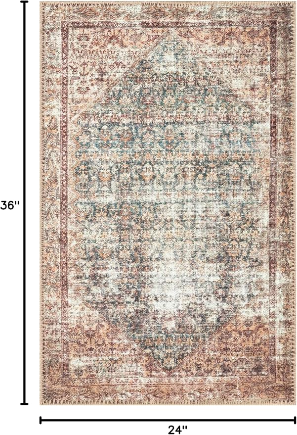 Keen Home Design 24"x36" Rug - Machine Washable Entry Rug with Non-Slip Backing, Ideal for Enteryway, Kitchen, Bathroom, Laundry Room - Vintage, Easy Clean, Durable, Low Pile - (2' x 3')