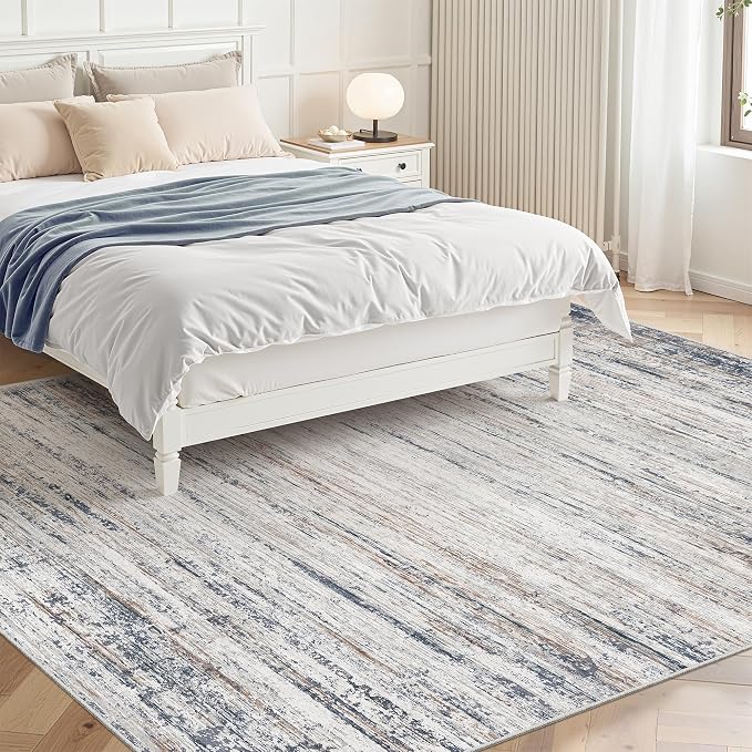zesthome Washable Area Rugs 5'x7' Modern Abstract Soft Rug for Living Room Bedroom Nursery, Non-Slip Indoor Carpet for Kitchen Dining Room Home Office(Blue Grey,5'x7')