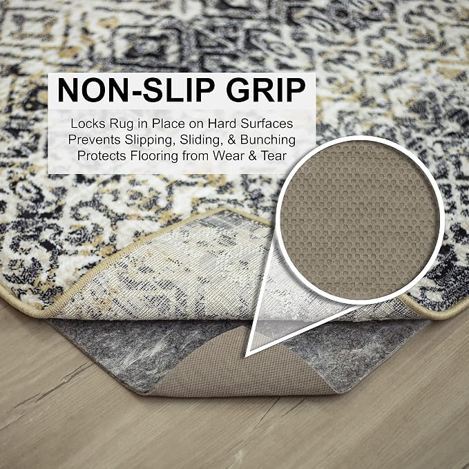 Mohawk Home Non Slip Rug Pad 3' x 12' - 1/2" Thick Felt + Latex Rubber Gripper - Dual Surface Cushion for Hardwood, Carpet, Tile Floors, Made in USA