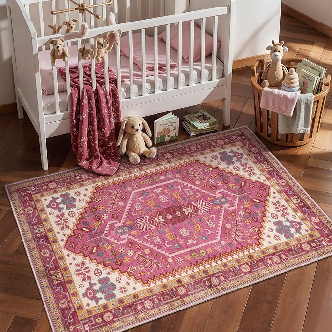 Ciicool Small Area Rug, 2x3ft Boho Rug, Ultra Soft Entry Rugs for Entryway, Non-Slip Washable Rugs Oriental Low-Pile Indoor Mat Floor Carpet for Entrance Bedroom Kitchen Bathroom Foyer Decor