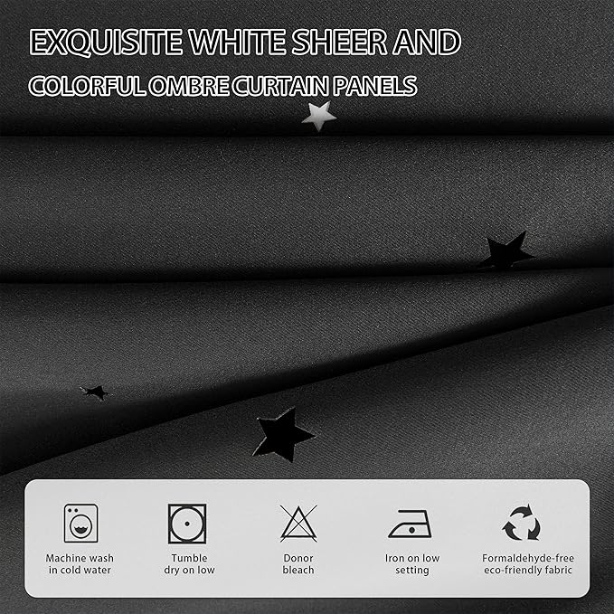 XiDi Curtains for Bedroom Windows, Black Curtains for Girls Bedroom, Unicorn Curtains for Kids Room, Blackout Curtains for Playroom 72 inchs Long 52 inches Wide 1 Panel Black