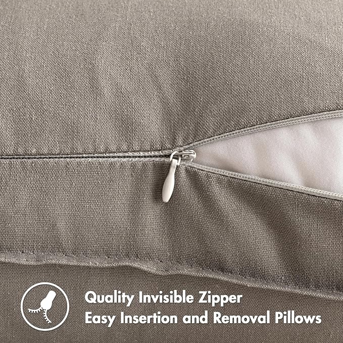 MIULEE Pack of 2 Decorative Linen Pillow Covers 24x24 Inch Light Grey | Boho Farmhouse Modern Soft Accent Euro Shams Throw Pillows for Bed Neutral Cushion Covers Sofa Couch Living Room Home Decor