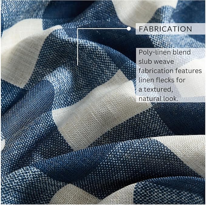 Grainger Buffalo Check Blackout Window Curtain, Indigo - 52" W x 84" L