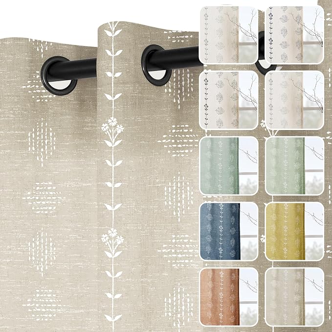 Lino Rosa Nursery Curtains for Baby Girl Boy,Neutral Boho Short Window Sheers 63 Inch Length