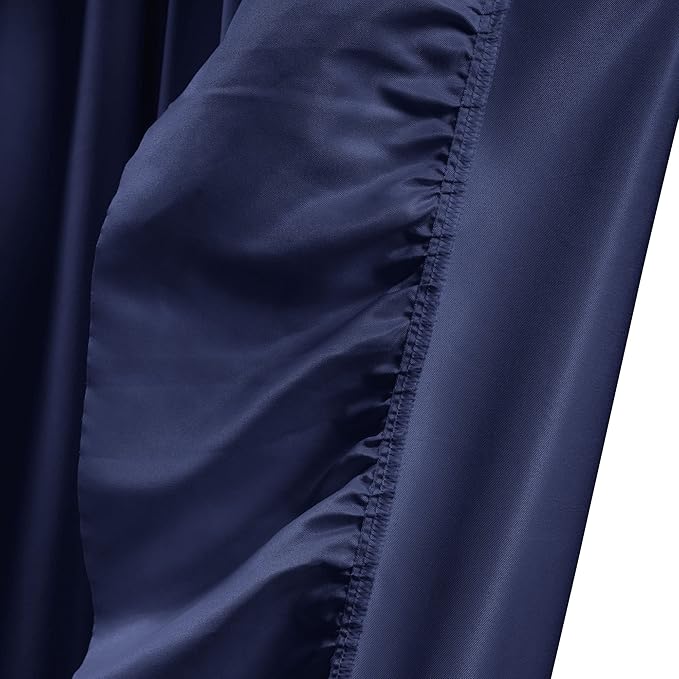 Lush Decor Reyna Ruffle Window Curtain Panel Set, 54" W x 84" L, Navy-Flowy Curtain Set-Romantic Ruffle Curtains for Bedroom, Living Room, or Dining Room-Farmhouse & Cottage Home Decor (Pack of 8)