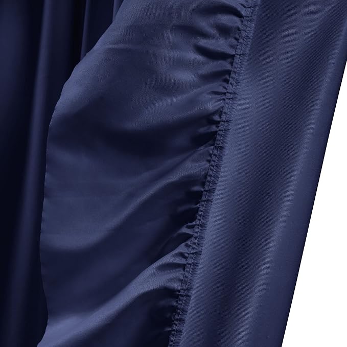 Lush Decor Reyna Ruffle Window Curtain Panel Set, Pair, 54" W x 84" L, Navy - Flowy Curtain Set - Romantic Ruffle Curtains for Bedroom, Living room, or Dining Room - Farmhouse & Cottage Home Decor
