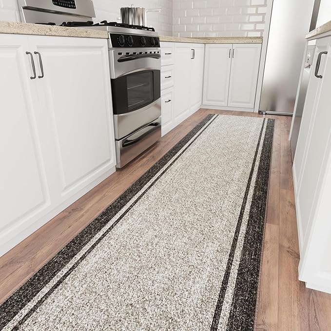 Ottomanson Aisle Runner Rug 2'7" x 46' – Soft Non-Slip Rug, Low Pile Carpet for Hallways, Events, Churches & Extra-Long Indoor Spaces, Border Brown
