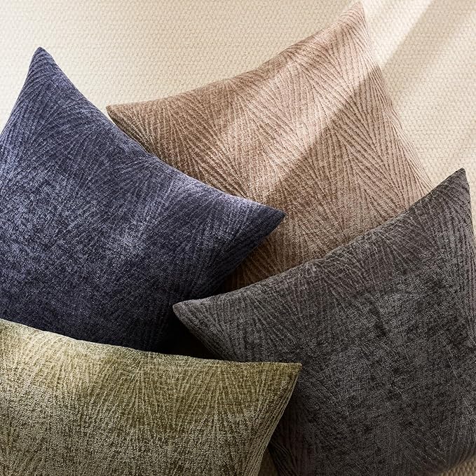 Summer Pillow Covers 20x20 Inch Set of 2, Soft Decorative Throw Pillow Covers with Leaves Texture, Hidden Zipper for Home Sofa Bed Couch (Dark Brown, 20" x 20" (Pack of 2))