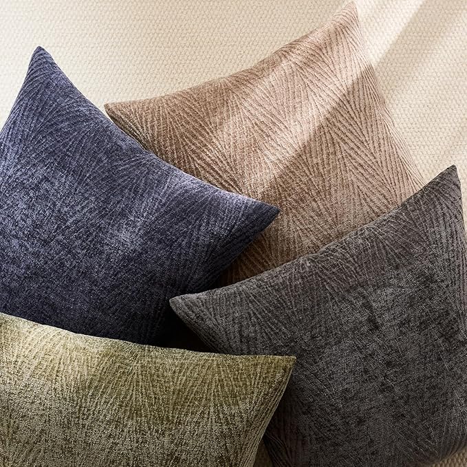 Summer Pillow Covers 22x22 Inch Set of 2, Soft Decorative Throw Pillow Covers with Leaves Texture, Hidden Zipper for Home Sofa Bed Couch (Tan, 22" x 22" (Pack of 2))