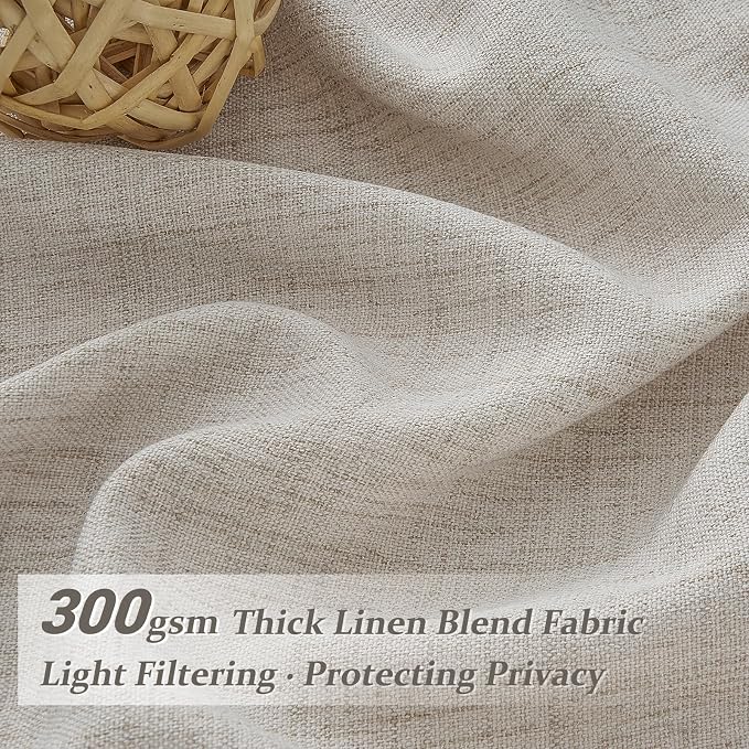 Extra Long 144 Inch Greyish Brown Light Filtering Tall Curtains for Bedroom 2 Panels Set, Memory Shape Pinch Pleat Sheer Natural Linen Textured Drapes Privacy 12FT Length Large Viral Windows Curtain
