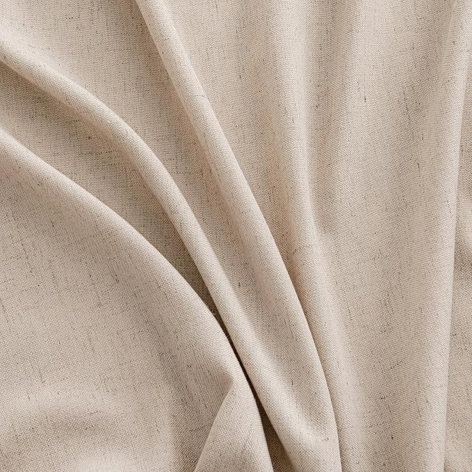 MIULEE Non-See-Through Privacy Linen Curtains 2 Panels, Light Filtering Window Curtains Farnhouse Textured Back Tab Semi Sheer Drapes for Bedroom Living Room, 52 x 90 Inches Long, Beige
