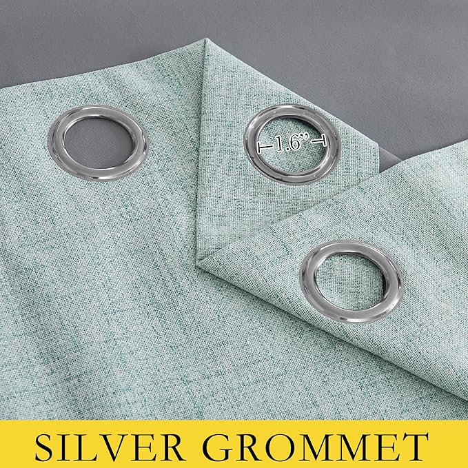 NICETOWN 100% Absolutely Blackout Linen Curtains with Thermal Insulated Liner, Seafoam Green, 62" Wide, 108" Length Energy Saving Curtains for Living Room 2 Panels Set, Vertical Blinds