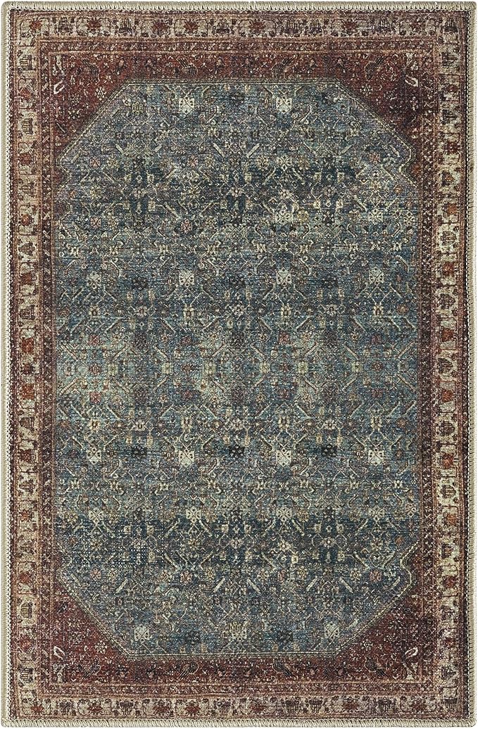 Keen Home Design 2x3 Rug - Machine Washable Entry Rug with Non-Slip Backing, Ideal for Enteryway, Kitchen, Bathroom, Laundry Room - Vintage, Easy Clean, Durable, Low Pile Rug - (2' x 3')