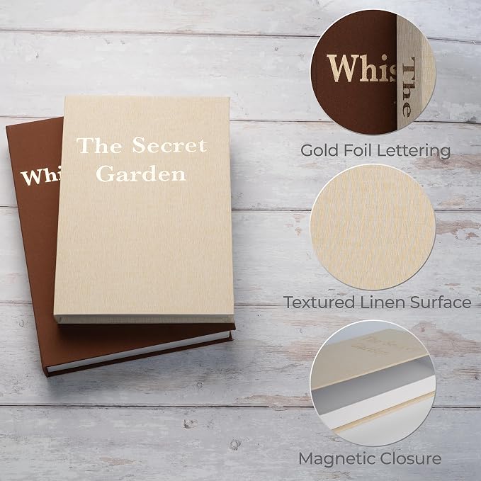 Decorative Linen Storage Books Set of 2 – Aesthetic Faux Book Keepsake Box with Hidden Magnetic Closure for Coffee Table Decor, Bookshelf Styling, Neutral Modern Home Decor (Brown & Beige)