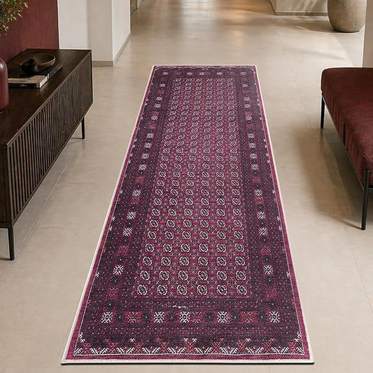 Keen Home Design 30"x84" Rug - Machine Washable Runner Rug with Non-Slip Backing, Ideal for Hallway, Entryway, Kitchen, Laundry Room - Vintage, Easy Clean, Durable, Low Pile Rug - (2'6" x 7')