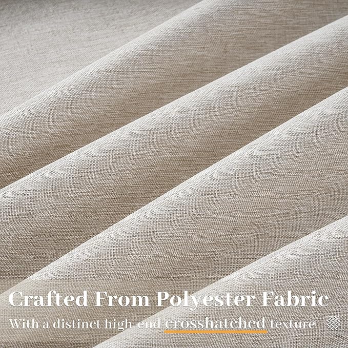 Oatmeal Pinch Pleated Linen Curtains 84 Inch Length 1 Panels for Bedroom Living Room Textured Semi Sheer Window Curtain Boho Neutral Back Tab Pinch Pleat Drape with Hooks 84 Inches Long