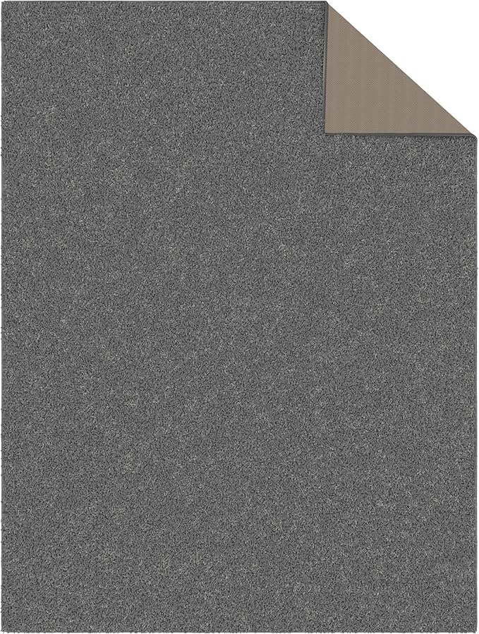 Ottomanson Extra Large Shag Area Rug, Rugs for Living Room, Soft Fluffy Oversized Rug with Non-Slip Rubber Backing, Non-Shedding Rug for Under Couch & Furniture, 7'10" x 22', Gray