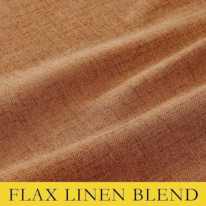 NICETOWN 100% Blackout Burnt Orange Curtains, W52 x L90 in, Thick Linen Blend Rod Pocket & Back Tab, Thermal Insulated Draperies with Grey Liner for Bedroom, Living Room(Set of 2, Pumpkin)