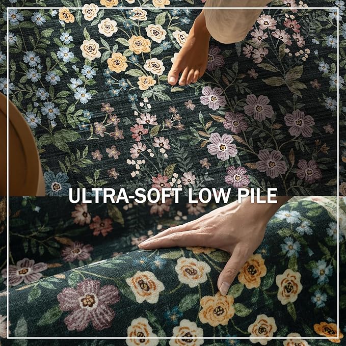 Area Rugs 9x12 Living Room: Washable Rugs for Bedroom Vintage Stain Resistant Non Slip Low Pile Soft Large Carpet for Kitchen Dining Room Farmhouse Kids Room Nursery Playroom