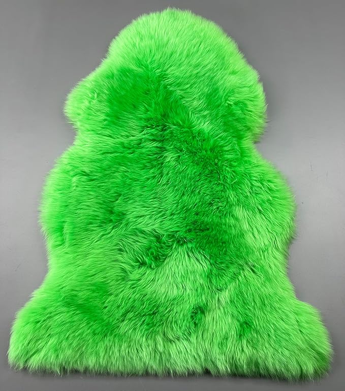 HUAHOO Premium Genuine Sheepskin Rug Real Australia Sheepskin Natural Lambskin Fur Area Rug Seat Covers for Kids Bedroom Sofa Chair Cover Pets Dogs Mat Double Pelt/2' x 3' Green