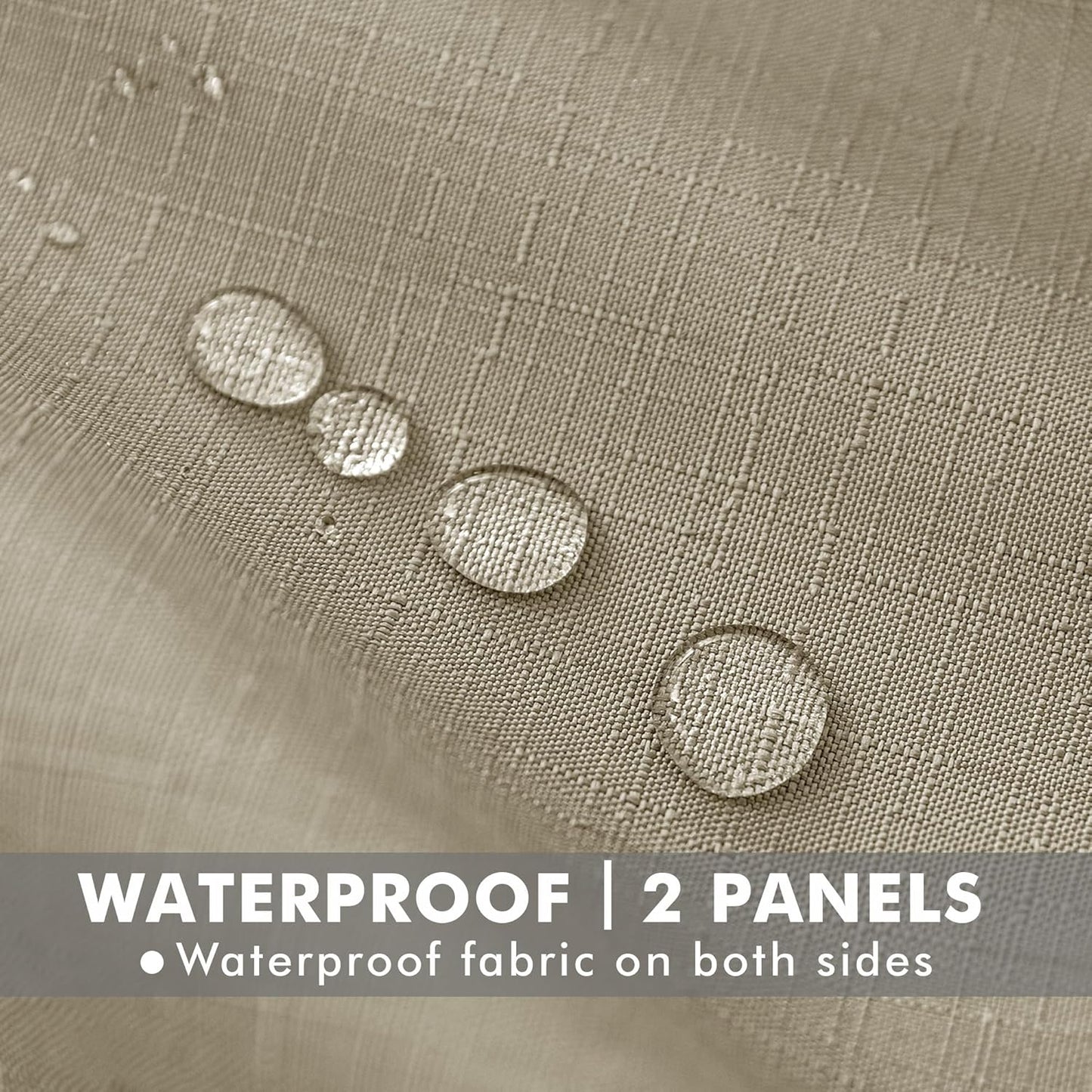 HolidayIdeas Linen Outdoor Curtains for Patio 4 Panels Waterproof Taupe Outside Curtains 110"x108"-Indoor/Outdoor Gazebo Wide Curtains Weatherproof, Privacy for Pergola, Porch, Cabana, Pool