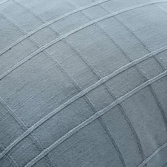 MIULEE Decorative Linen Check Throw Pillow Covers Neutral Farmhouse Vintage Pillow Covers 18x18 Set of 2 Boho Modern Home Decor for Sofa Couch Bedroom Cushion Blue Grey