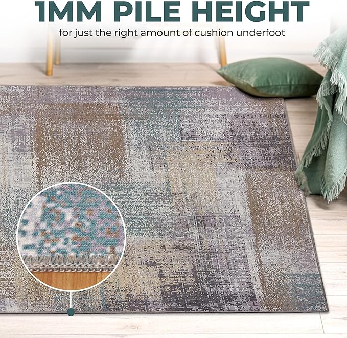 Superior Modern Abstract Washable Rug, Non-Skid Backing, Pet & Kid Friendly, Easy Care, Non-Slip Rugs for Entry, Living Room, Kitchen, Bedroom, Low Pile Area Rug, Ara Collection, 3' x 5', Taupe
