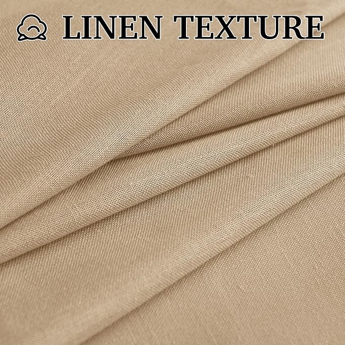 RYB HOME Boho Curtains 84 inches Long, Soft Linen Woved Lightweight Back Tab Light Filtering Fabric Shades for Dining Room Guest Room, W 52 x L84 inches, 2 Panels Set