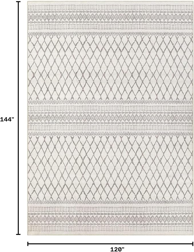 cotiled 10x12 Area Rugs Living Room Rug: Washable Boho Rugs with Non Slip Backing Large Soft Indoor Stain Resistant Carpet for Bedroom Farmhouse Dining Room Lightweight Home Decor Beige/Gray