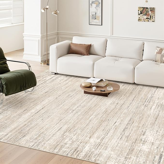 zesthome Area Rugs 6x9 Living Room, Washable Rug Modern Abstract Large Rug Soft Non Slip Neutral Rugs Stain Resistant Indoor Carpet for Bedroom Nursery Home Office (Beige,6'x9')