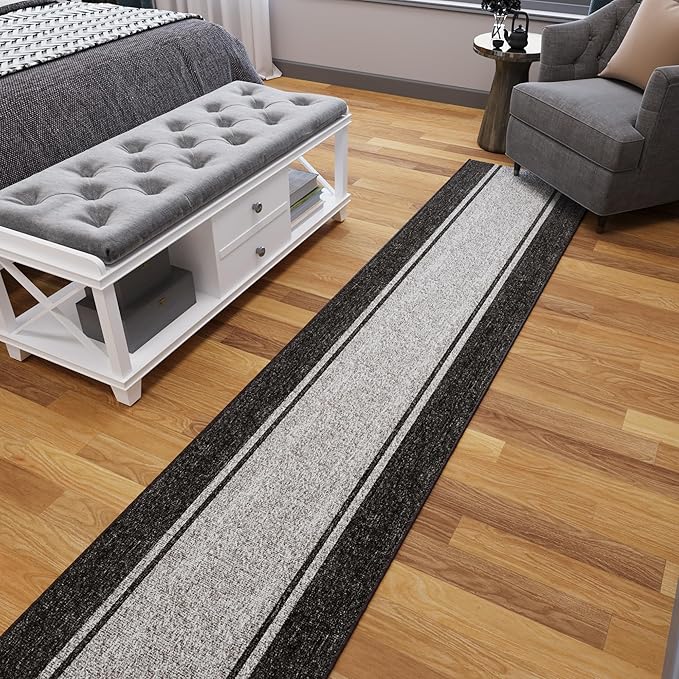 Ottomanson Aisle Runner Rug 2'7" x 46' – Soft Non-Slip Rug, Low Pile Carpet for Hallways, Events, Churches & Extra-Long Indoor Spaces, Border Brown