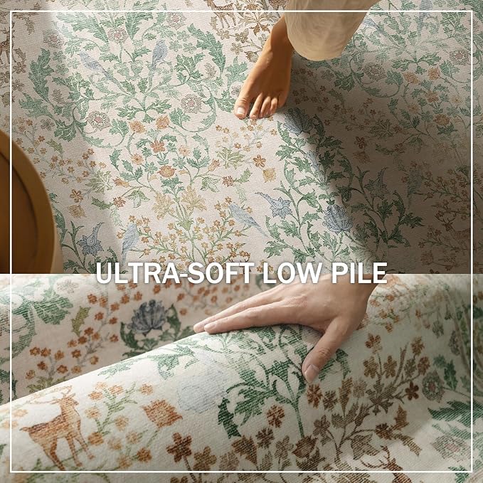 Runner Rug Washable Kitchen Runner: 2'x 6' Rug Runners for hallways Stain Resistant Non Slip Low Pile Soft Carpet Runners for Bedroom Hallway Entryway Indoor Beside Bathroom Living Room Farmhouse