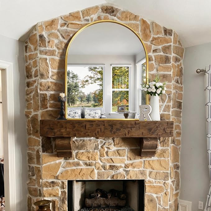 CIRCUMI Arched Wall Mirror, 40"x48" Gold Arched Mirror with Tempered Glass, Metal Frame, Large Size for Entryway Table, Mantel,Living Room,Over Sink,Arch Mirror for Decor,Shatterproof&Crystal-Clear