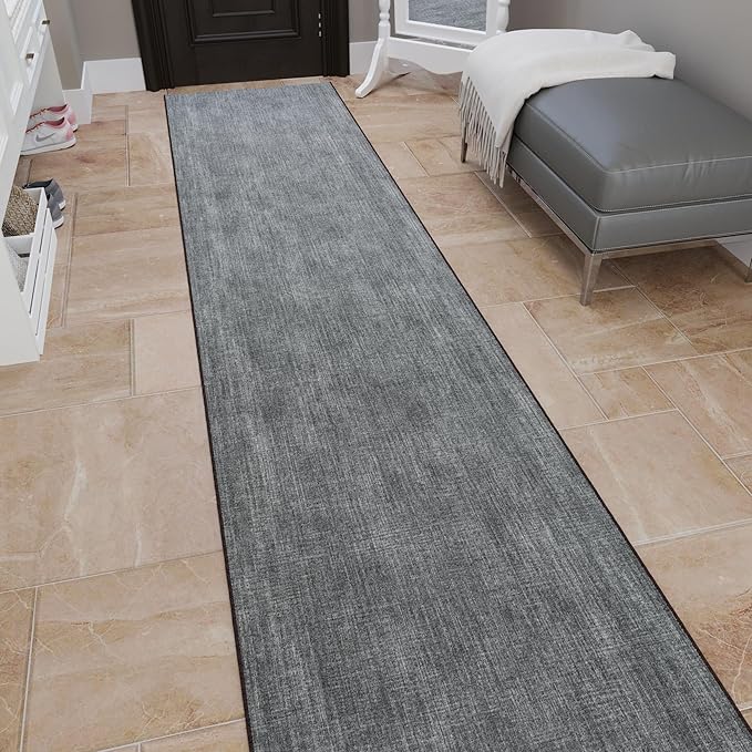 Ottomanson Hallway Runner Rug 2'7" x 14' – Soft Non-Slip Rug, Low Pile Carpet for Entryway, Kitchen & Long Hallways in Apartments and Homes, Solid Brown