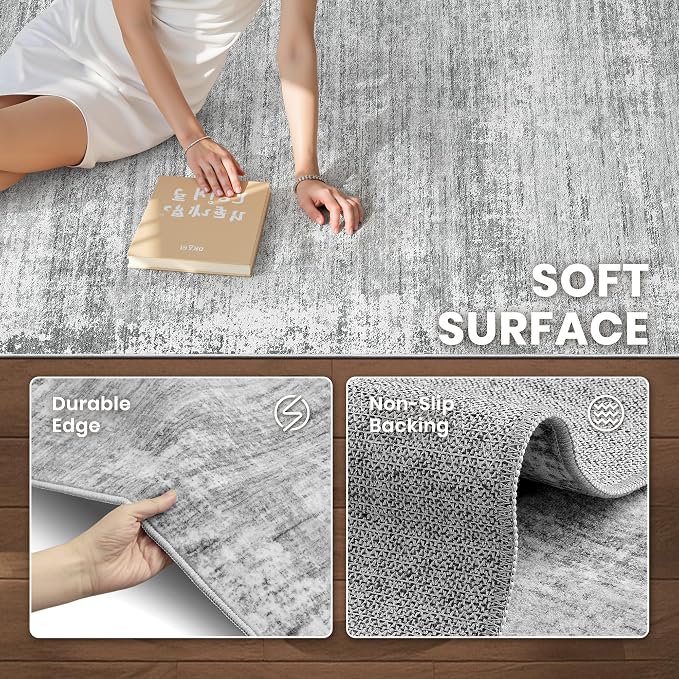 zesthome Washable 2x3 Area Rugs - Door Mat Abstract Rugs for Entrance, Stain Resistant Rugs for Bedroom Kitchen Living Room with Non Slip Backing, Low Pile Home Decor Floor Mat 2x3