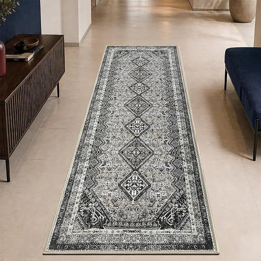 Keen Home Design 30"x120" Rug - Machine Washable Runner Rug with Non-Slip Backing, Ideal for Hallway, Entryway, Kitchen, Laundry Room - Vintage, Easy Clean, Durable, Low Pile - (2'6" x 10')
