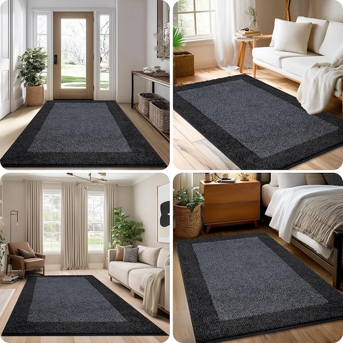Washable Area Rug 48" x 48", Non Slip Kitchen Rug for Floor, Absorbent Entrance Rug for Dining Room, Bedroom, Living Room (Roll Packing)