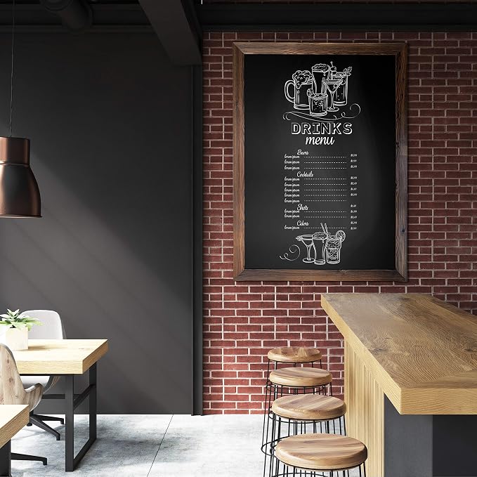 Loddie Doddie Magnetic Chalkboard - 46 x 34.5 in, Rustic Wood Frame - Menu Board for Kitchen - Magnetic Display Board for Notes & Photos - Hanging Chalkboard Sign & Kitchen Wall Decor